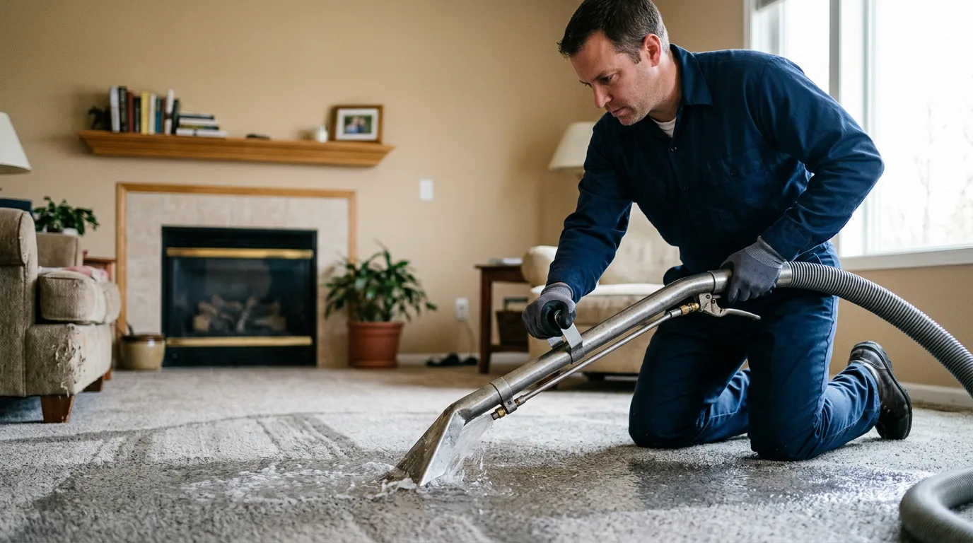 Water damage restoration technician working near Caldwell, ID